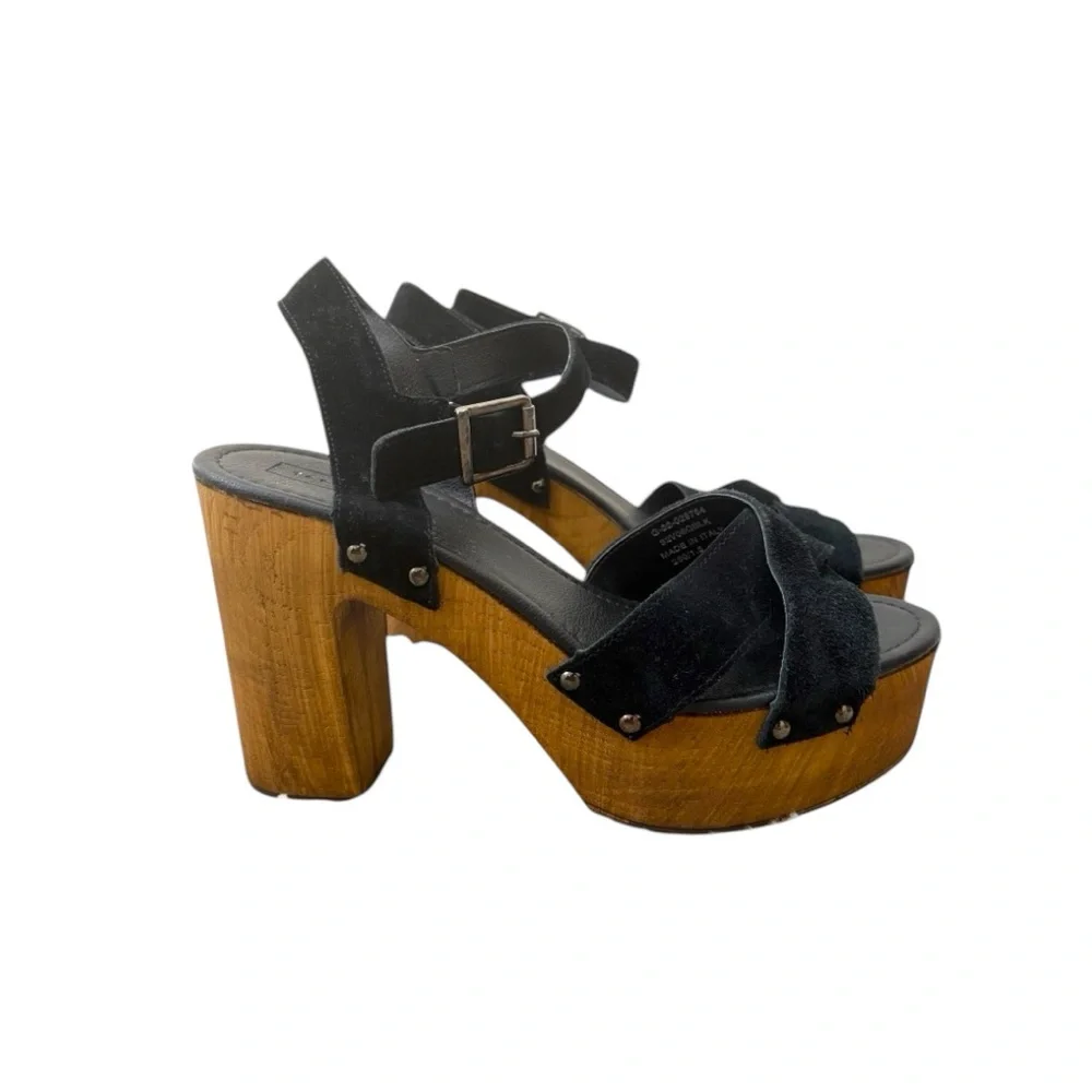 TopShop black suede platform sandals size 10 - Picture 2 of 5